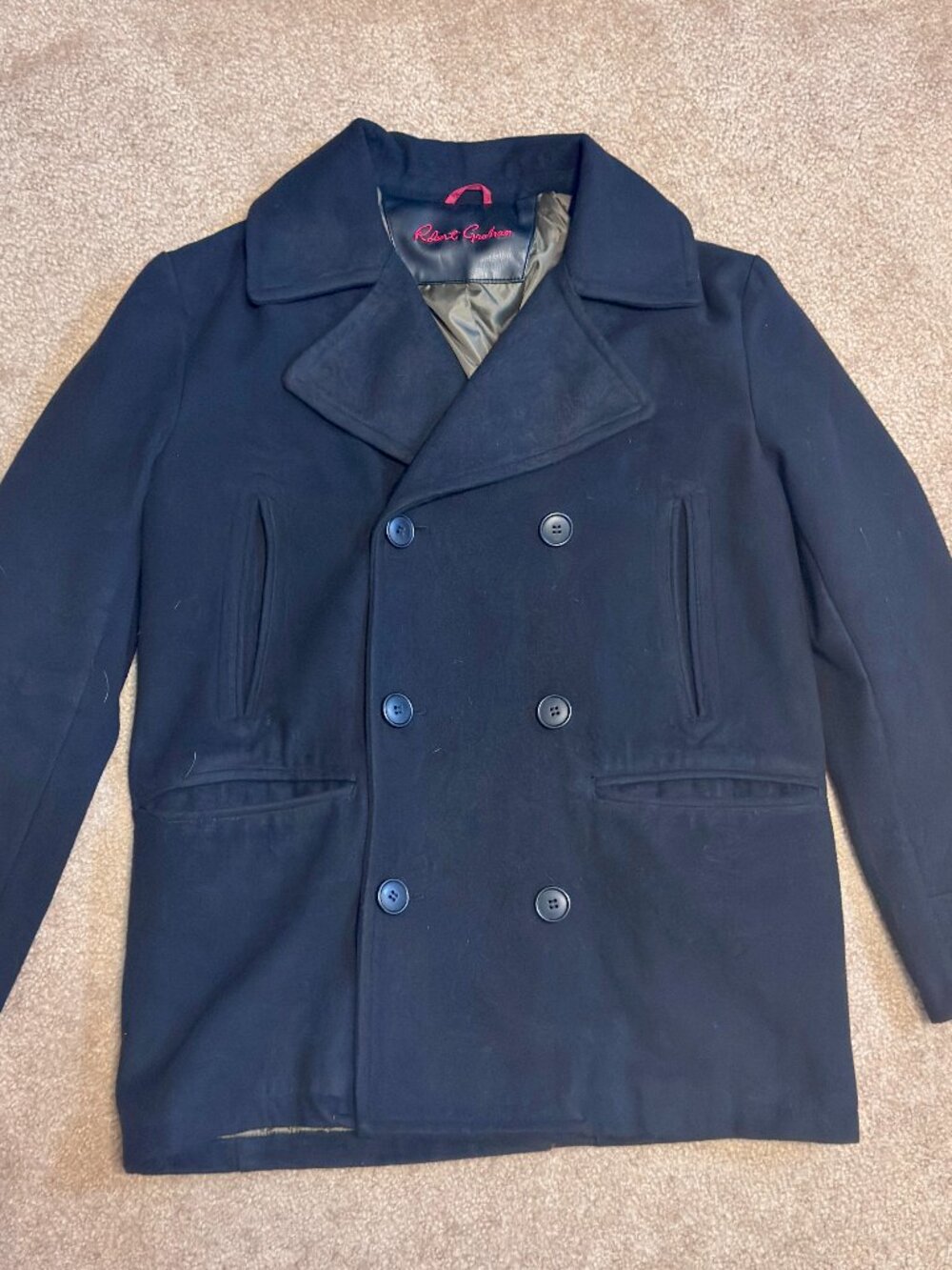Mens Black Robert Graham Peacoat